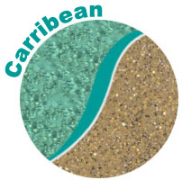 Carribean is a tropical clear green colour in our range, like the clear beaches of the Carribean.